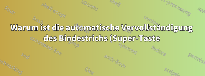 Warum ist die automatische Vervollständigung des Bindestrichs (Super-Taste) bei der ersten Verwendung langsam?