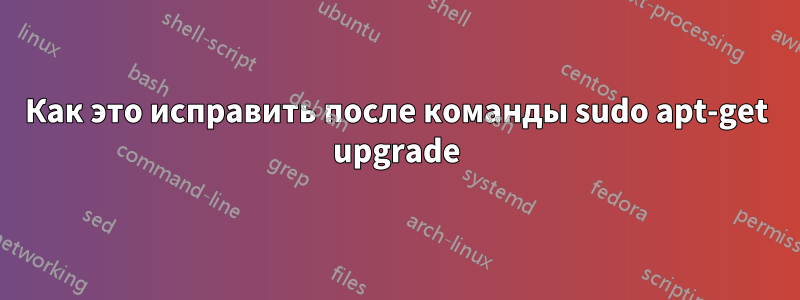 Как это исправить после команды sudo apt-get upgrade