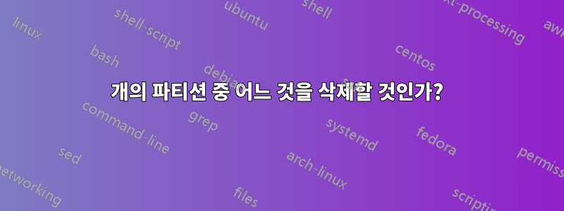 4개의 파티션 중 어느 것을 삭제할 것인가? 