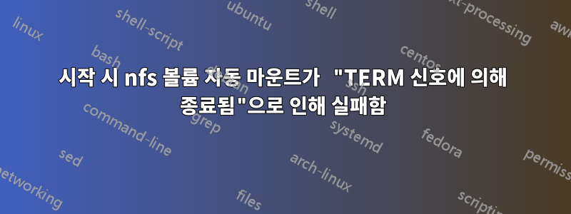 시작 시 nfs 볼륨 자동 마운트가 "TERM 신호에 의해 종료됨"으로 인해 실패함