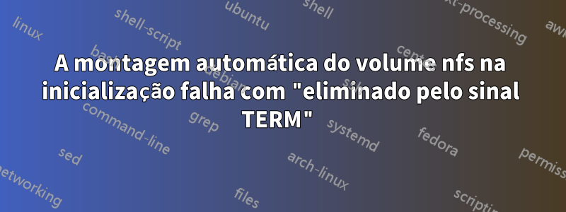 A montagem automática do volume nfs na inicialização falha com "eliminado pelo sinal TERM"
