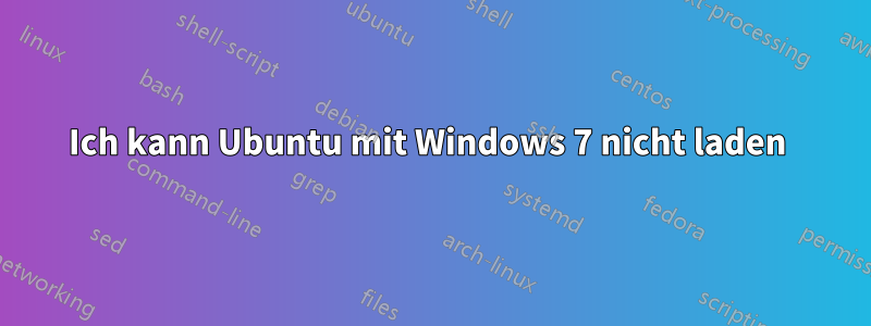 Ich kann Ubuntu mit Windows 7 nicht laden 