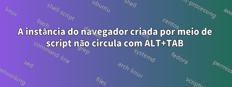 A instância do navegador criada por meio de script não circula com ALT+TAB