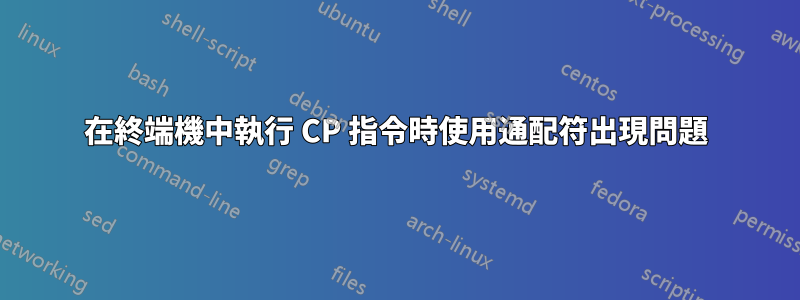 在終端機中執行 CP 指令時使用通配符出現問題