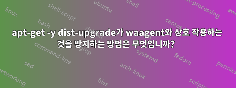 apt-get -y dist-upgrade가 waagent와 상호 작용하는 것을 방지하는 방법은 무엇입니까? 