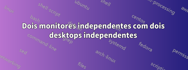 Dois monitores independentes com dois desktops independentes