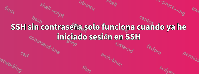 SSH sin contraseña solo funciona cuando ya he iniciado sesión en SSH