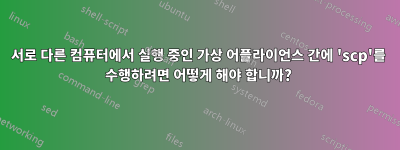 서로 다른 컴퓨터에서 실행 중인 가상 어플라이언스 간에 'scp'를 수행하려면 어떻게 해야 합니까?