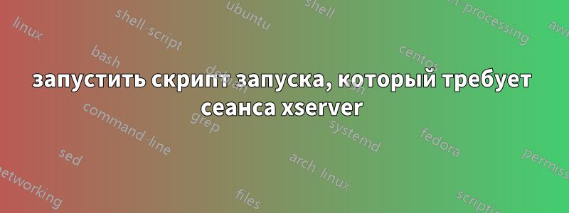 запустить скрипт запуска, который требует сеанса xserver