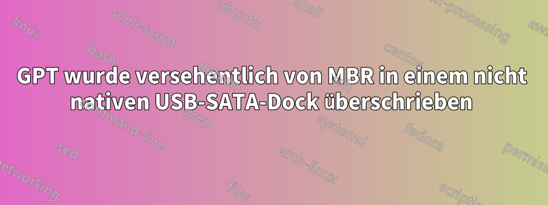 GPT wurde versehentlich von MBR in einem nicht nativen USB-SATA-Dock überschrieben