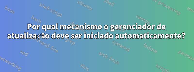 Por qual mecanismo o gerenciador de atualização deve ser iniciado automaticamente?