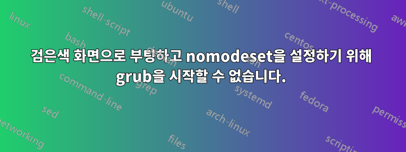 검은색 화면으로 부팅하고 nomodeset을 설정하기 위해 grub을 시작할 수 없습니다.