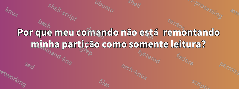 Por que meu comando não está remontando minha partição como somente leitura?