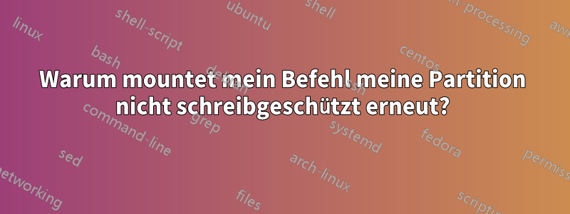 Warum mountet mein Befehl meine Partition nicht schreibgeschützt erneut?