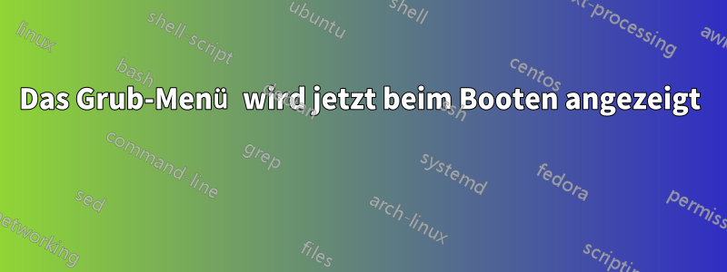 Das Grub-Menü wird jetzt beim Booten angezeigt 