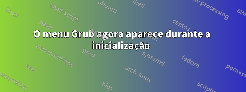 O menu Grub agora aparece durante a inicialização 