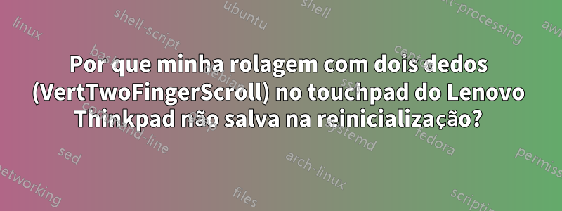 Por que minha rolagem com dois dedos (VertTwoFingerScroll) no touchpad do Lenovo Thinkpad não salva na reinicialização?