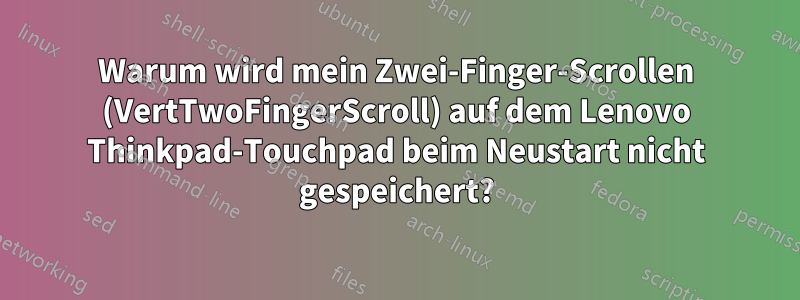 Warum wird mein Zwei-Finger-Scrollen (VertTwoFingerScroll) auf dem Lenovo Thinkpad-Touchpad beim Neustart nicht gespeichert?