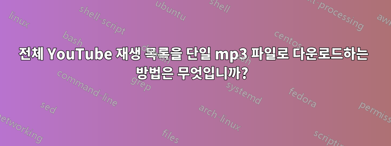 전체 YouTube 재생 목록을 단일 mp3 파일로 다운로드하는 방법은 무엇입니까? 