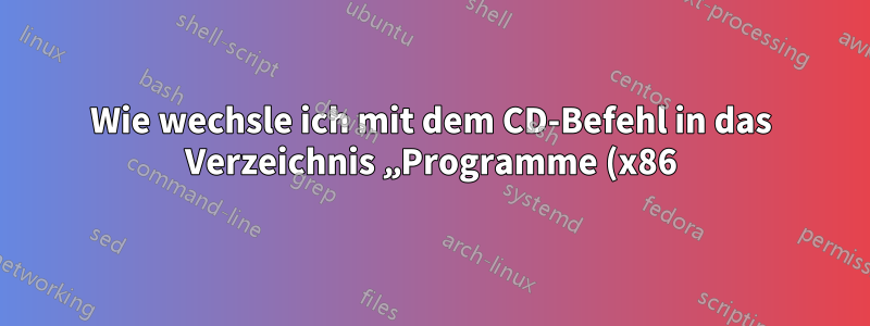 Wie wechsle ich mit dem CD-Befehl in das Verzeichnis „Programme (x86)“?