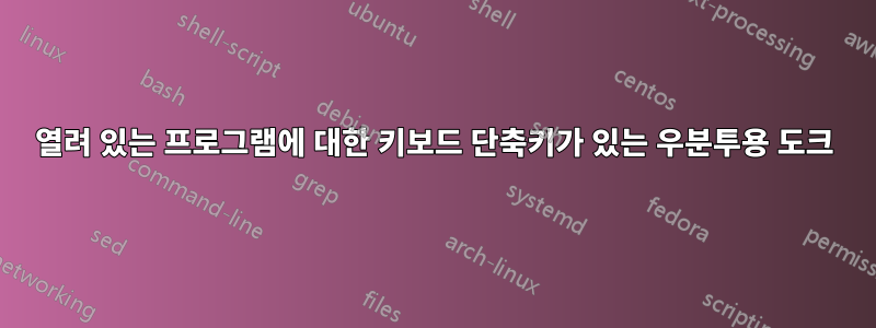 열려 있는 프로그램에 대한 키보드 단축키가 있는 우분투용 도크