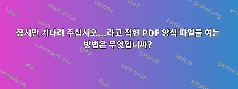 잠시만 기다려 주십시오...라고 적힌 PDF 양식 파일을 여는 방법은 무엇입니까?