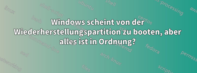 Windows scheint von der Wiederherstellungspartition zu booten, aber alles ist in Ordnung?