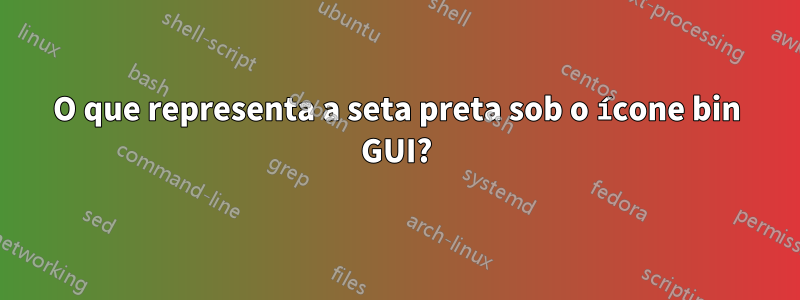 O que representa a seta preta sob o ícone bin GUI?