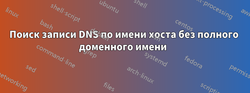 Поиск записи DNS по имени хоста без полного доменного имени 