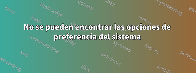 No se pueden encontrar las opciones de preferencia del sistema