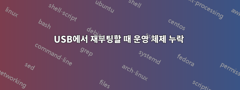 USB에서 재부팅할 때 운영 체제 누락