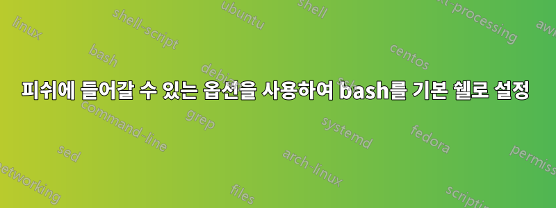 피쉬에 들어갈 수 있는 옵션을 사용하여 bash를 기본 쉘로 설정