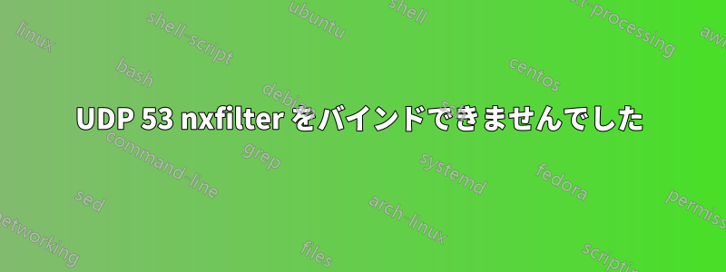 UDP 53 nxfilter をバインドできませんでした