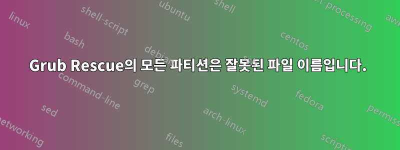 Grub Rescue의 모든 파티션은 잘못된 파일 이름입니다.
