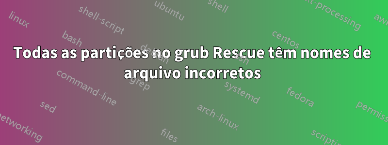 Todas as partições no grub Rescue têm nomes de arquivo incorretos