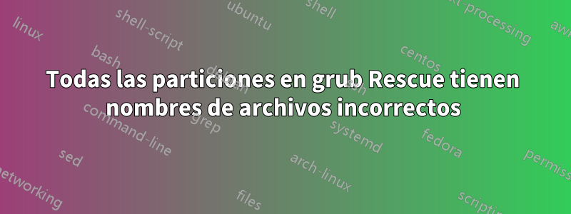 Todas las particiones en grub Rescue tienen nombres de archivos incorrectos