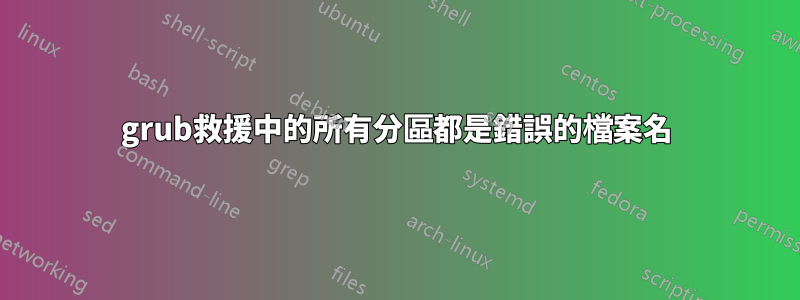 grub救援中的所有分區都是錯誤的檔案名