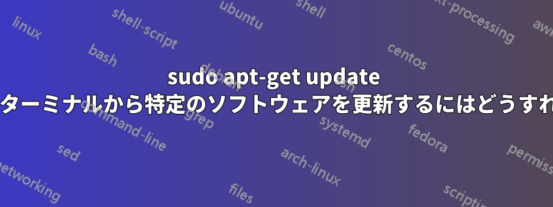 sudo apt-get update を使用せずに、ターミナルから特定のソフトウェアを更新するにはどうすればよいですか?