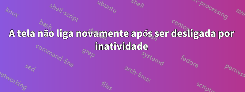 A tela não liga novamente após ser desligada por inatividade