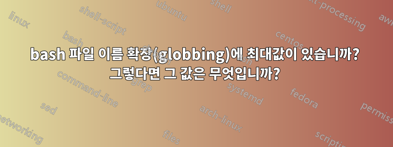 bash 파일 이름 확장(globbing)에 최대값이 있습니까? 그렇다면 그 값은 무엇입니까?
