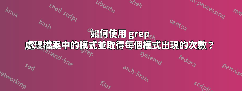 如何使用 grep 處理檔案中的模式並取得每個模式出現的次數？