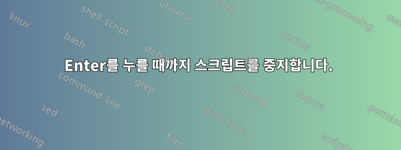 Enter를 누를 때까지 스크립트를 중지합니다.