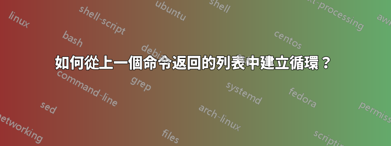 如何從上一個命令返回的列表中建立循環？