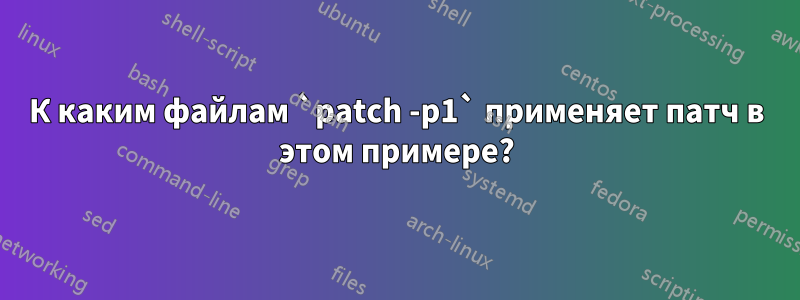 К каким файлам `patch -p1` применяет патч в этом примере?