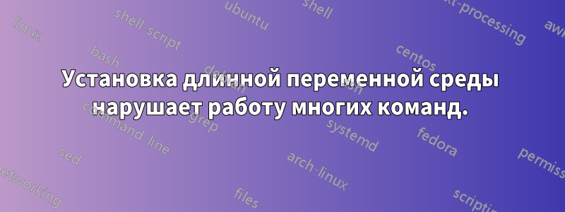 Установка длинной переменной среды нарушает работу многих команд.