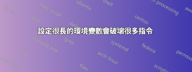 設定很長的環境變數會破壞很多指令