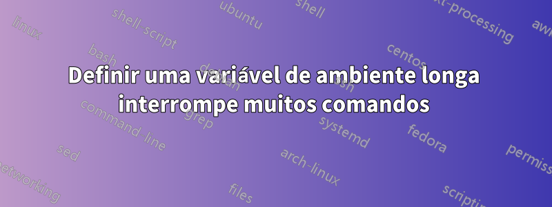 Definir uma variável de ambiente longa interrompe muitos comandos