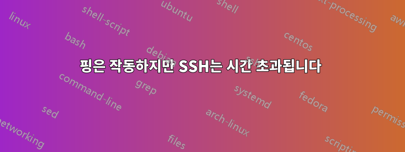 핑은 작동하지만 SSH는 시간 초과됩니다