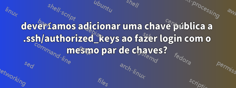 deveríamos adicionar uma chave pública a .ssh/authorized_keys ao fazer login com o mesmo par de chaves?