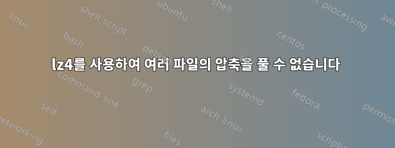 lz4를 사용하여 여러 파일의 압축을 풀 수 없습니다